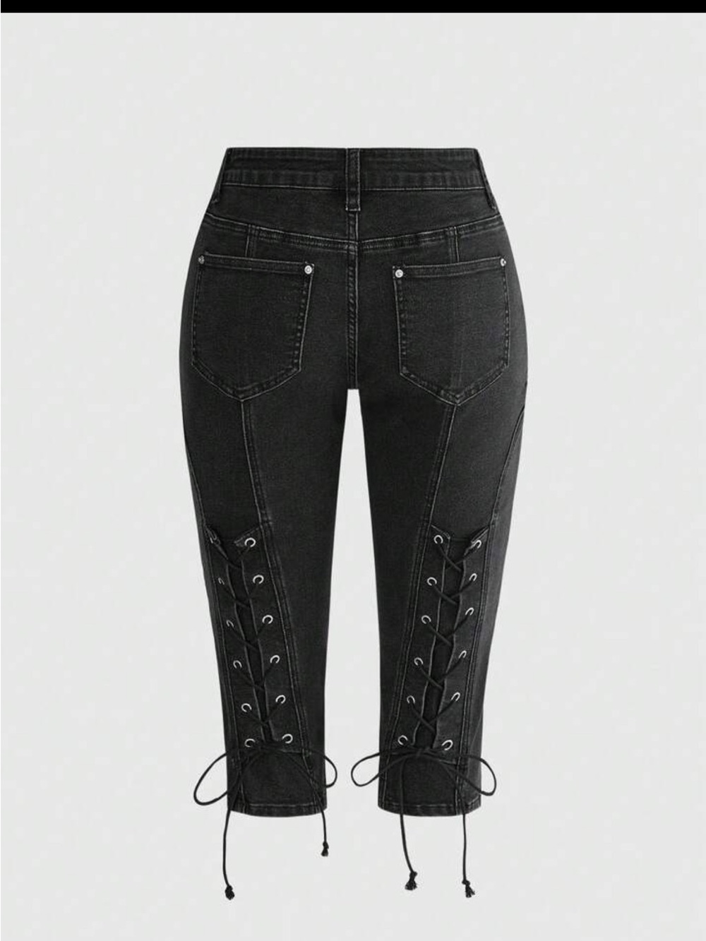 Romwe Grunge Punk Summer Punk Metal Eyelet Lace-Up Design Fitted Ultra Low Waist